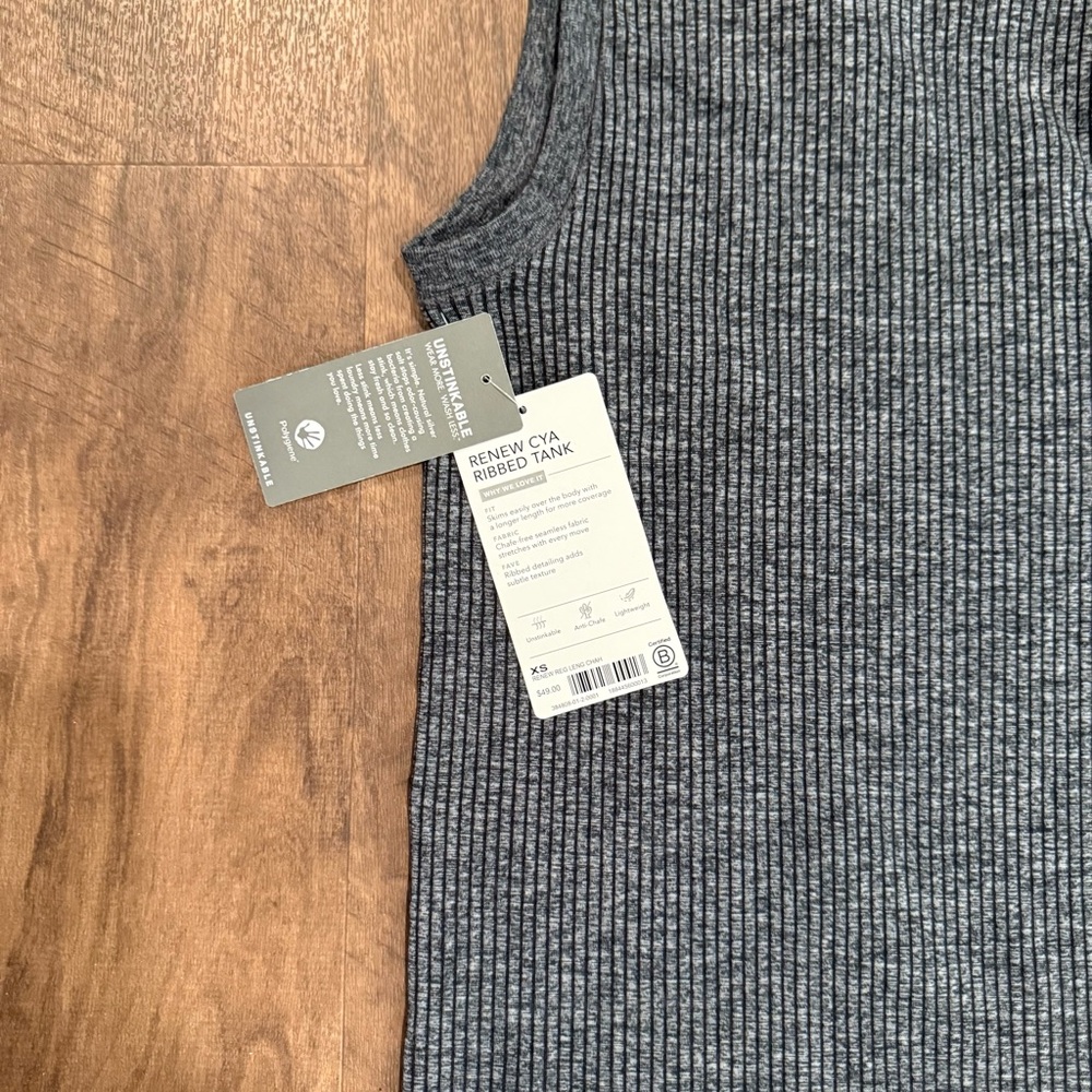 Athleta NWT Renew CYA Ribbed Sleeveless Top Charcoal Tank Minimalist size XS - Picture 6 of 8